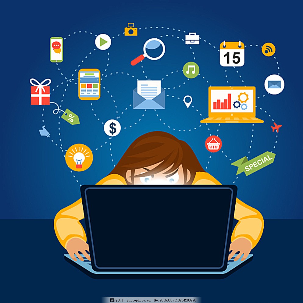 社交網(wǎng)絡(luò)人物背景矢量素材 計(jì)算機(jī)領(lǐng)域的數(shù)字形象構(gòu)建